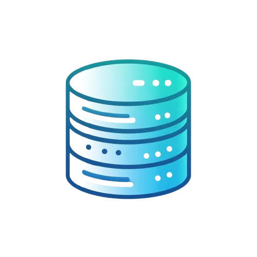 Gradient blue data storage icon on a white background